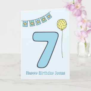 Cute Colourful Kids' 7th Birthday Postcard