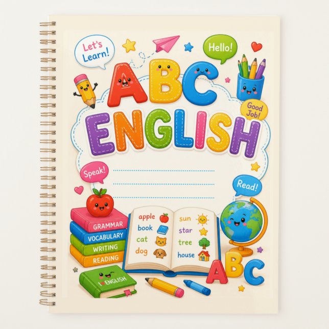 Cute Colourful Kids ABC English Learning Planner (Front)
