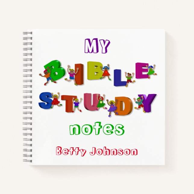 Cute & Colourful Kids Bible Study Notes Notebook (Front)