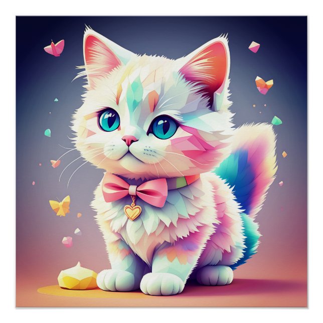 Cute Colourful Kitten-84301 Poster (Front)