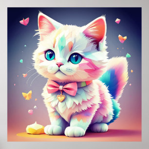Cute Colourful Kitten  Poster