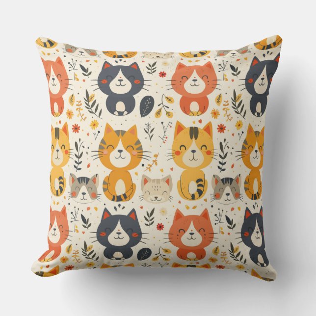  Cute colourful kittens children's pattern  Outdoor Pillow (Front)
