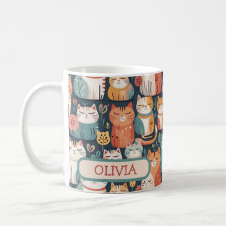 Cute Colourful Kittens Pattern Personalized Coffee Mug