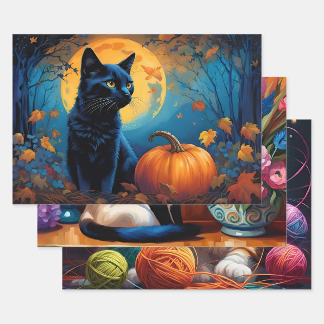 Cute Colourful Kittens  Wrapping Paper Sheet (Set)