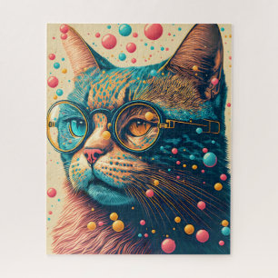 Cute Colourful Kitty Cat Illustration Jigsaw Puzzle