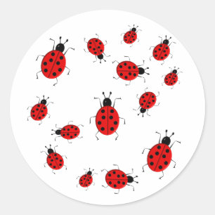 Cute colourful ladybugs clip art classic round sticker