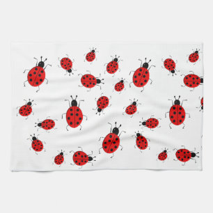 Cute colourful ladybugs clip art kitchen towel