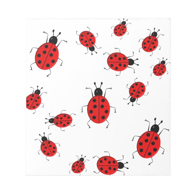 Cute colourful ladybugs clip art notepad (Front)