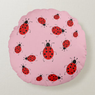 Cute colourful ladybugs clip art round pillow