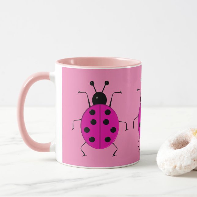 Cute colourful ladybugs ,lucky charm mug (With Donut)
