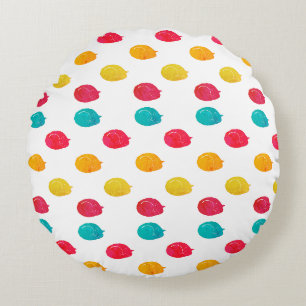 Cute Colourful Lazy Cats Sleep Watercolor Paint Round Pillow