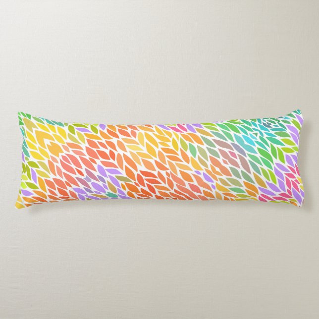 Cute colourful leaves pattern body pillow (Front)