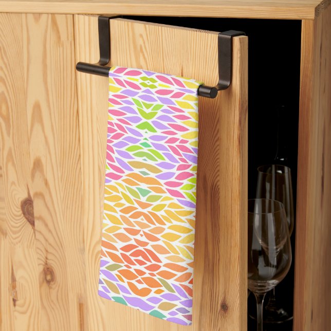Cute colourful leaves pattern kitchen towel (Thirds Fold)