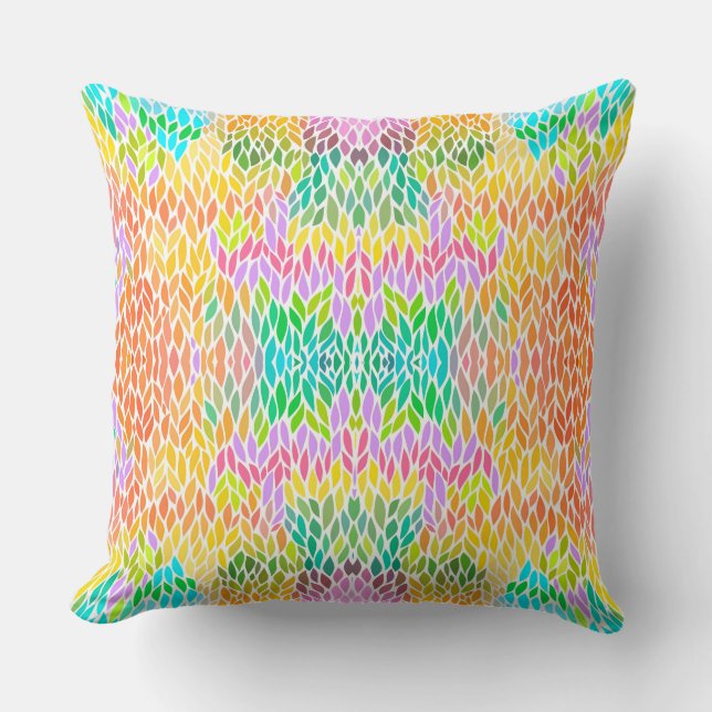 Cute colourful leaves pattern throw pillow (Front)