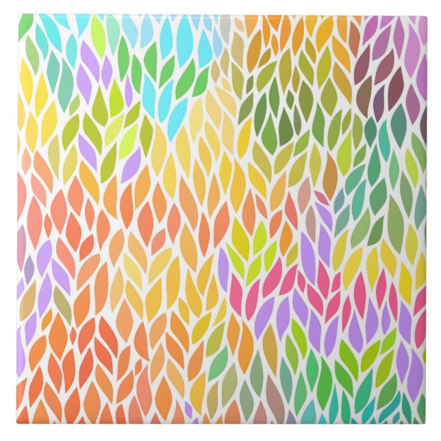 Cute colourful leaves pattern tile (Front)