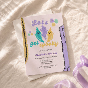 Cute Colourful Lets Get Spooky Halloween Birthday  Invitation