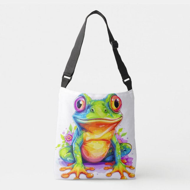 Cute Colourful Little Froggie Crossbody Bag (Front)