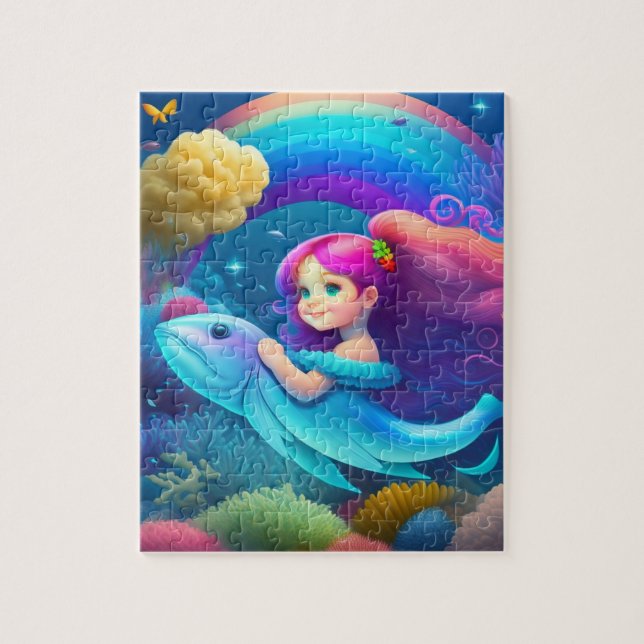 Cute Colourful Little Mermaid Princess Jigsaw Puzzle (Vertical)