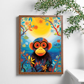 Cute Colourful Little Monkey Poster