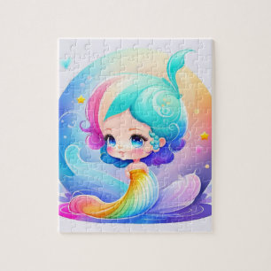 Cute Colourful Little Princess With Rainbow Jigsaw Puzzle