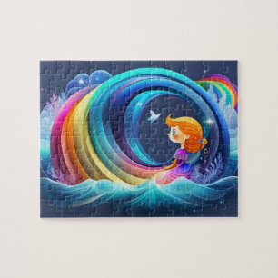 Cute Colourful Little Princess With Rainbow Jigsaw Puzzle