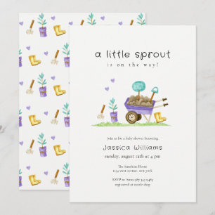 Cute Colourful Little Sprout Garden Baby Shower  Invitation