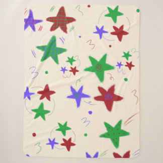 Cute Colourful Little Stars Sherpa Blanket