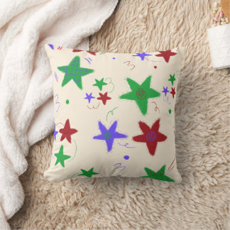 Cute Colourful Little Stars Throw Pillow