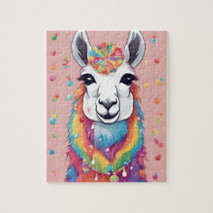 Cute colourful Llama with candies and sweets Jigsaw Puzzle