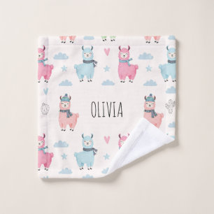 Cute Colourful Llamas Alpacas Wash Cloth