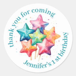 Cute Colourful Lollipops Birthday Thank You Classic Round Sticker