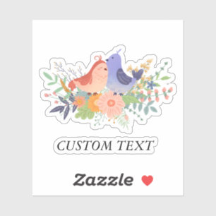 Cute Colourful lovebirds spring flowers bouquet