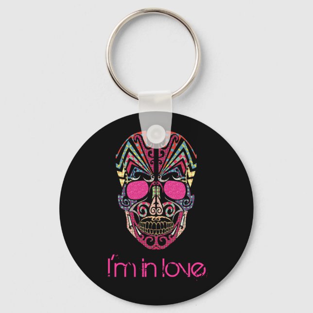 Cute colourful lover skull keychain (Front)