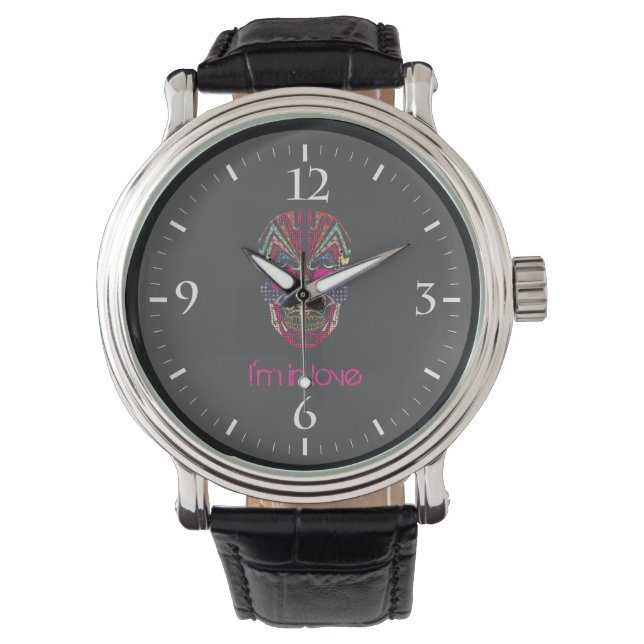 Cute colourful lover skull watch (Front)