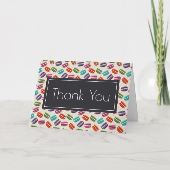 Cute Colourful Macarons Pattern Thank You Card (Front)
