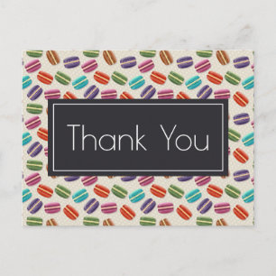 Cute Colourful Macarons Pattern Thank You Postcard