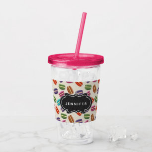 Cute Colourful Macarons Pattern with Fancy Frame Acrylic Tumbler