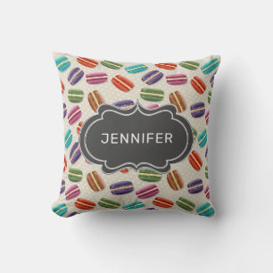 Cute Colourful Macarons Pattern with Fancy Frame Throw Pillow