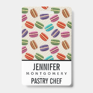 Cute Colourful Macarons Pattern with Polka Dots Badge