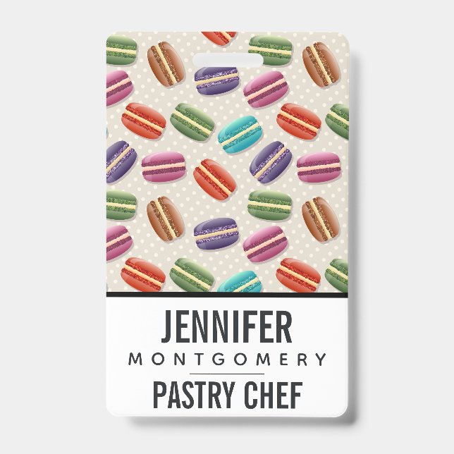 Cute Colourful Macarons Pattern with Polka Dots Badge (Front)