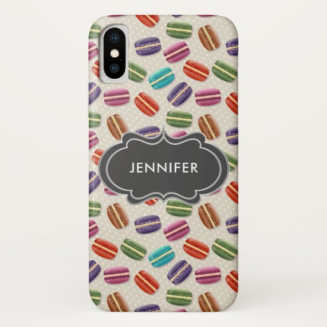 Cute Colourful Macarons Pattern with Polka Dots Case-Mate iPhone Case (Back)