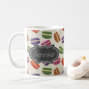 Cute Colourful Macarons Pattern with Polka Dots Coffee Mug