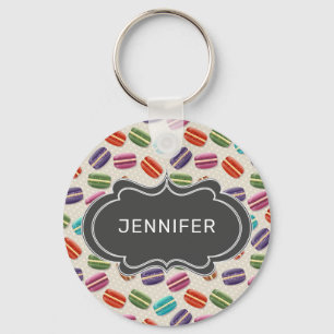 Cute Colourful Macarons Pattern with Polka Dots Keychain