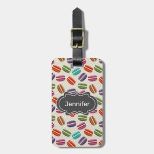 Cute Colourful Macarons Pattern with Polka Dots Luggage Tag