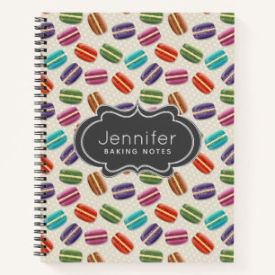 Cute Colourful Macarons Pattern with Polka Dots Notebook