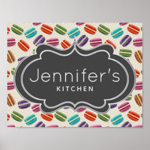 Cute Colourful Macarons Pattern with Polka Dots Poster