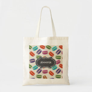 Cute Colourful Macarons Pattern with Polka Dots Tote Bag