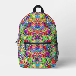 Cute colourful magic flowers All-Over-Print T-Shir Printed Backpack