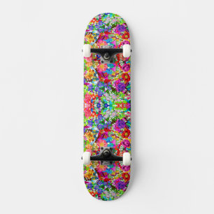 Cute colourful magic flowers All-Over-Print T-Shir Skateboard