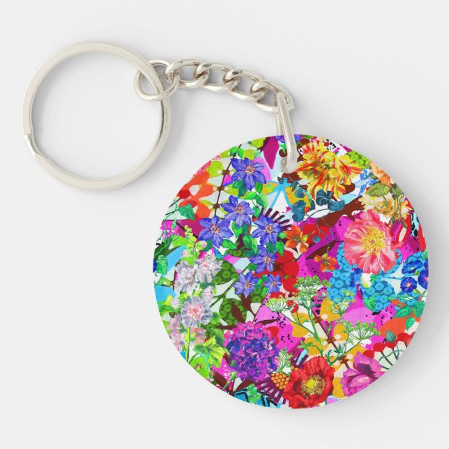 Cute colourful magic flowers keychain (Front)